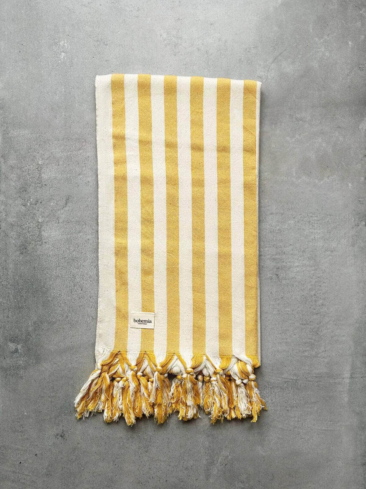 Brighton Stripe Hammam Towel - Mustard
