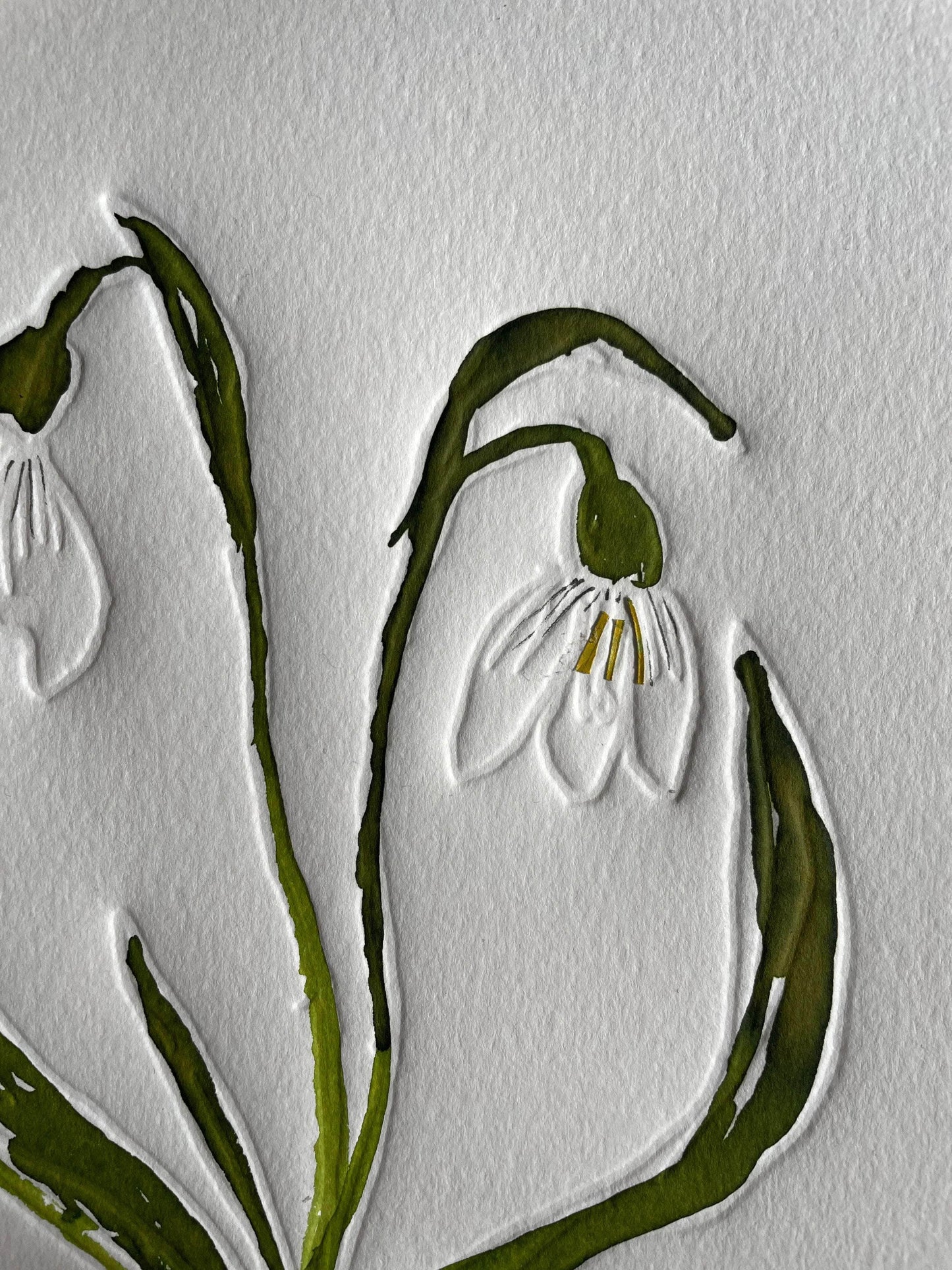 "Snowdrop Flower of the Month" Embossed Art Collage