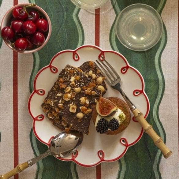 Rosy Red Scalloped Tea Plates - Set of 4