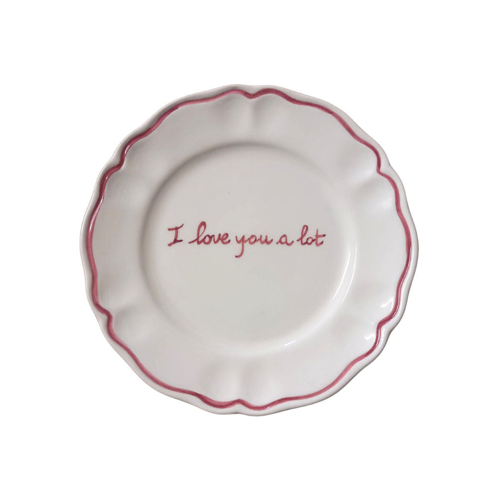 Sveva's Home "I love you a lot" Ceramic Scalloped Plate Set of 4
