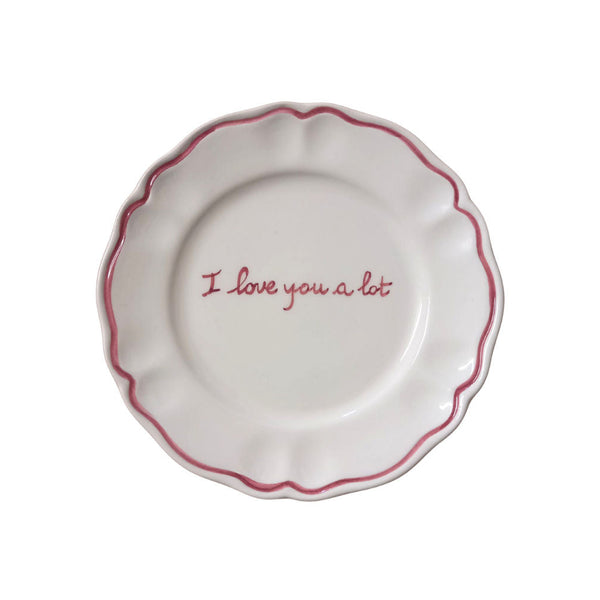 Sveva's Home "I love you a lot" Ceramic Scalloped Plate Set of 4