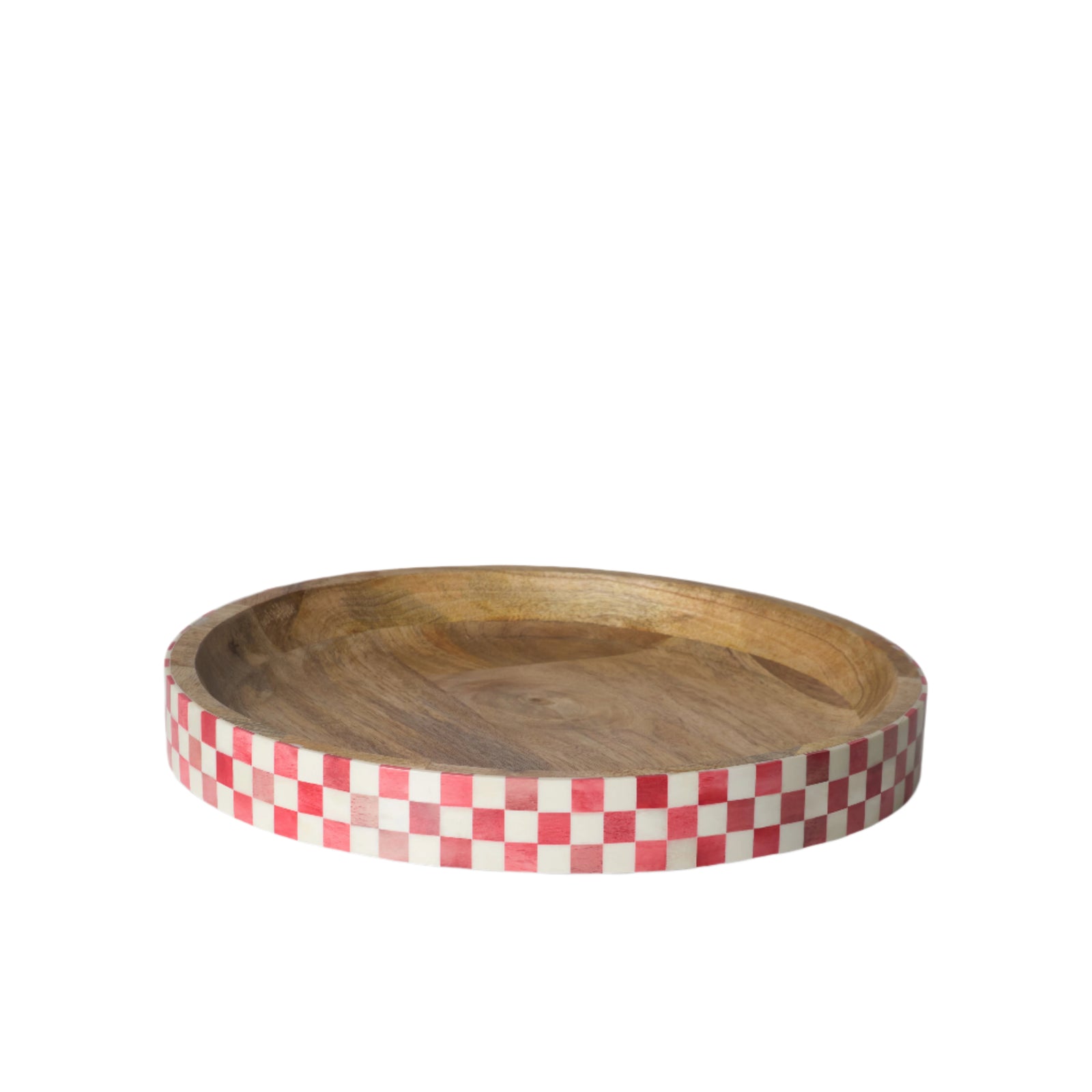 Round Inlay Tray | Red | Chequered