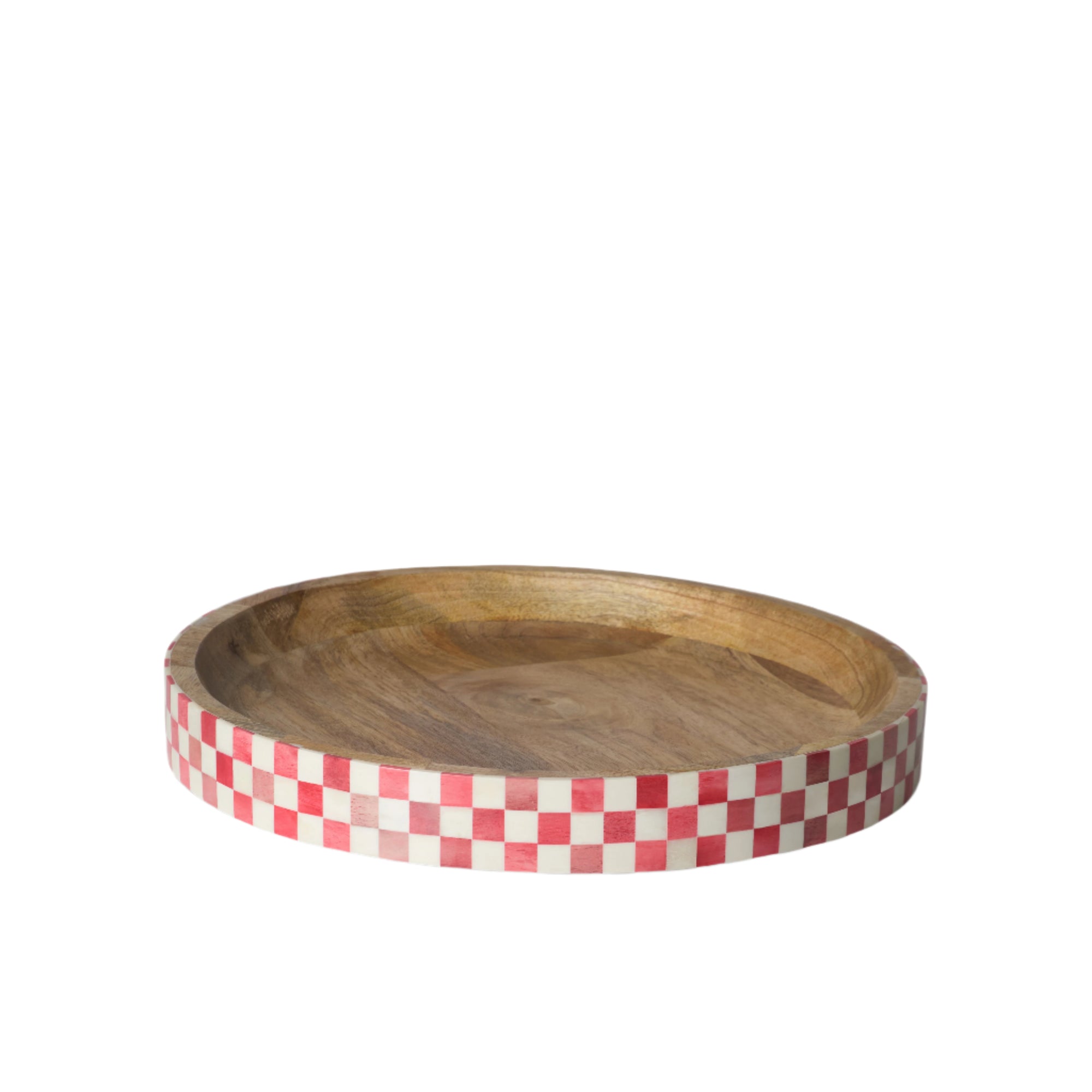 Round Inlay Tray | Red | Chequered