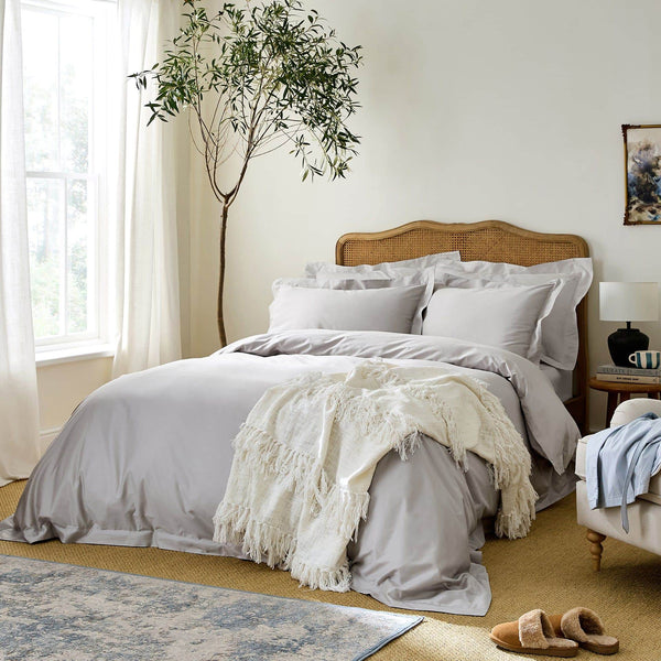 Luxury Organic Cotton Dove Grey Edged Duvet Cover