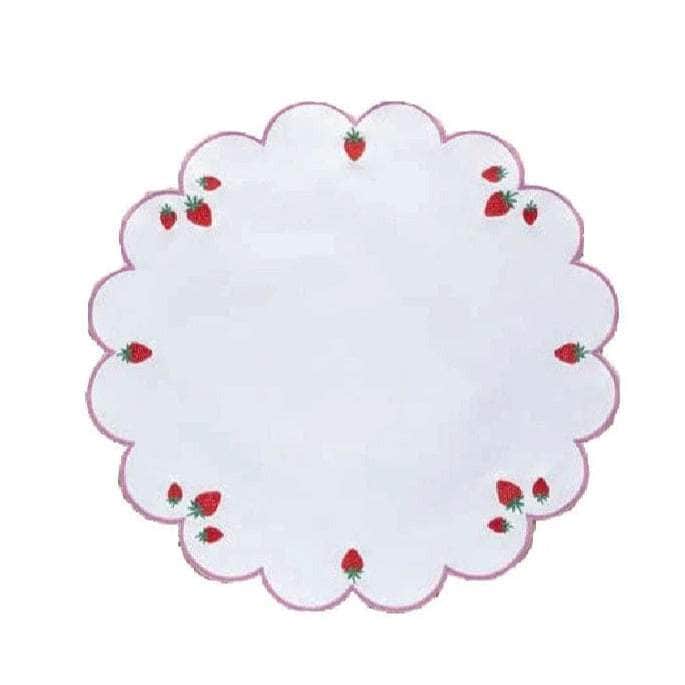 Strawberry Round Scalloped Placemats x 4