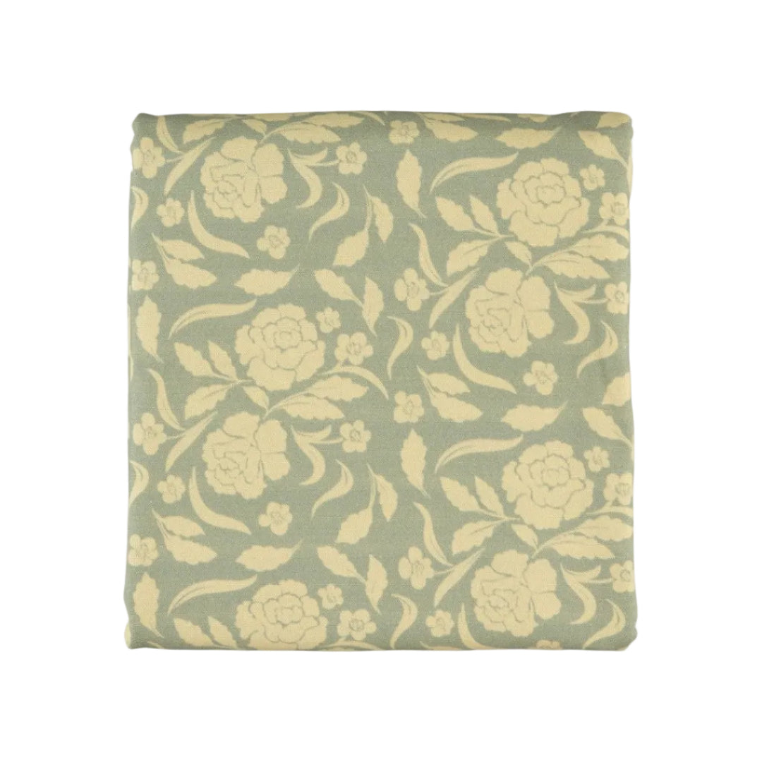 Fiore Tablecloth in Dark Green and Light Green, Printed in 100% Cotton