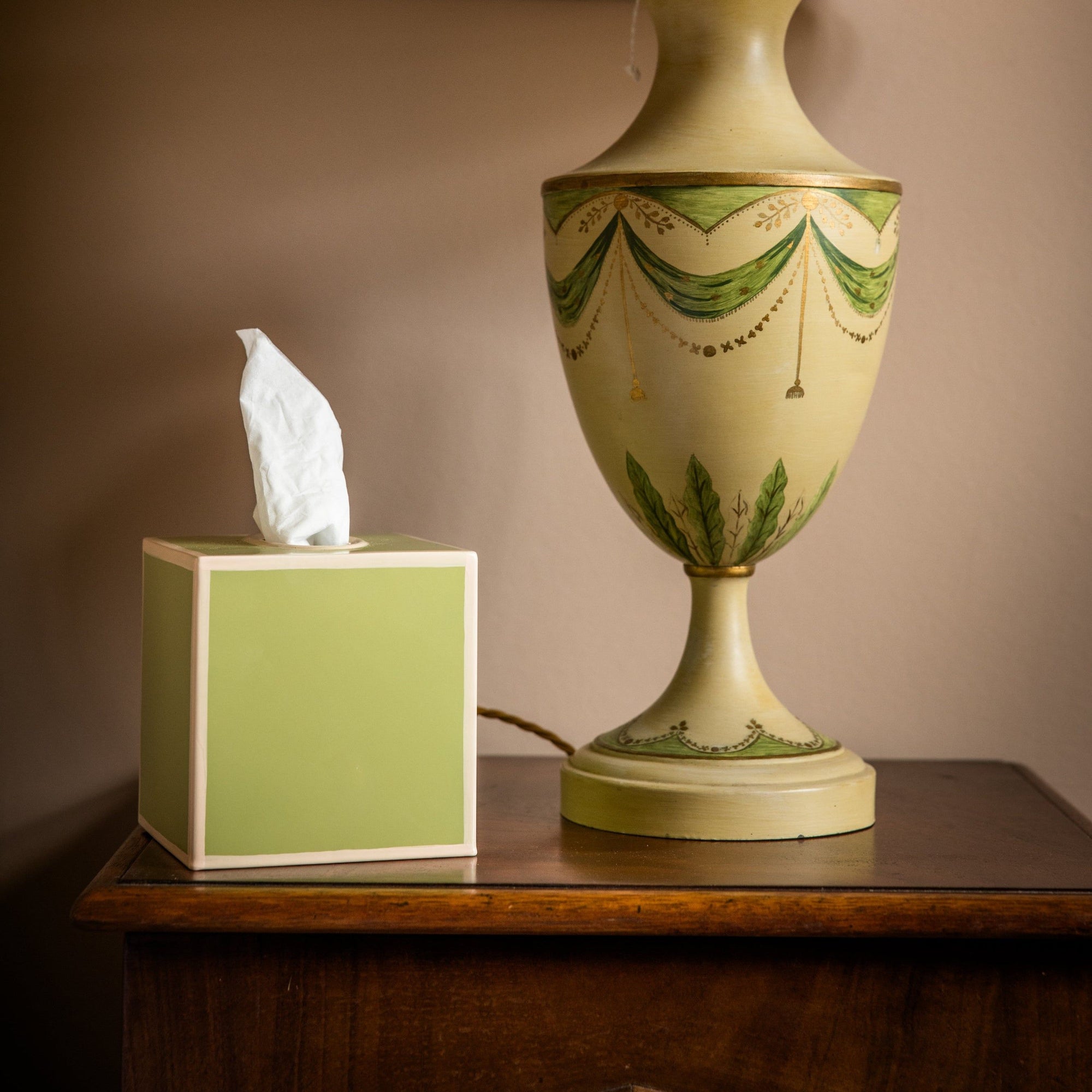Tissue Box Cover | Sage Green and Blush