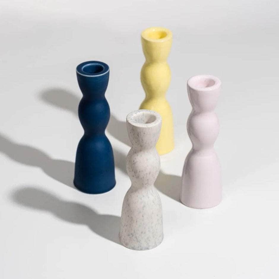 Blue Low Wave Candleholder