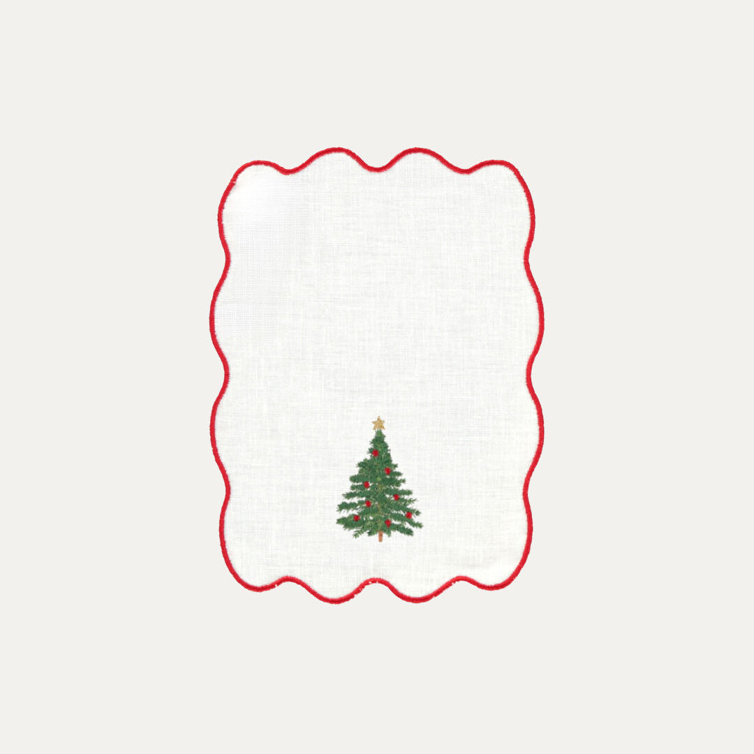 White Palm Cocktail Napkin, Pine