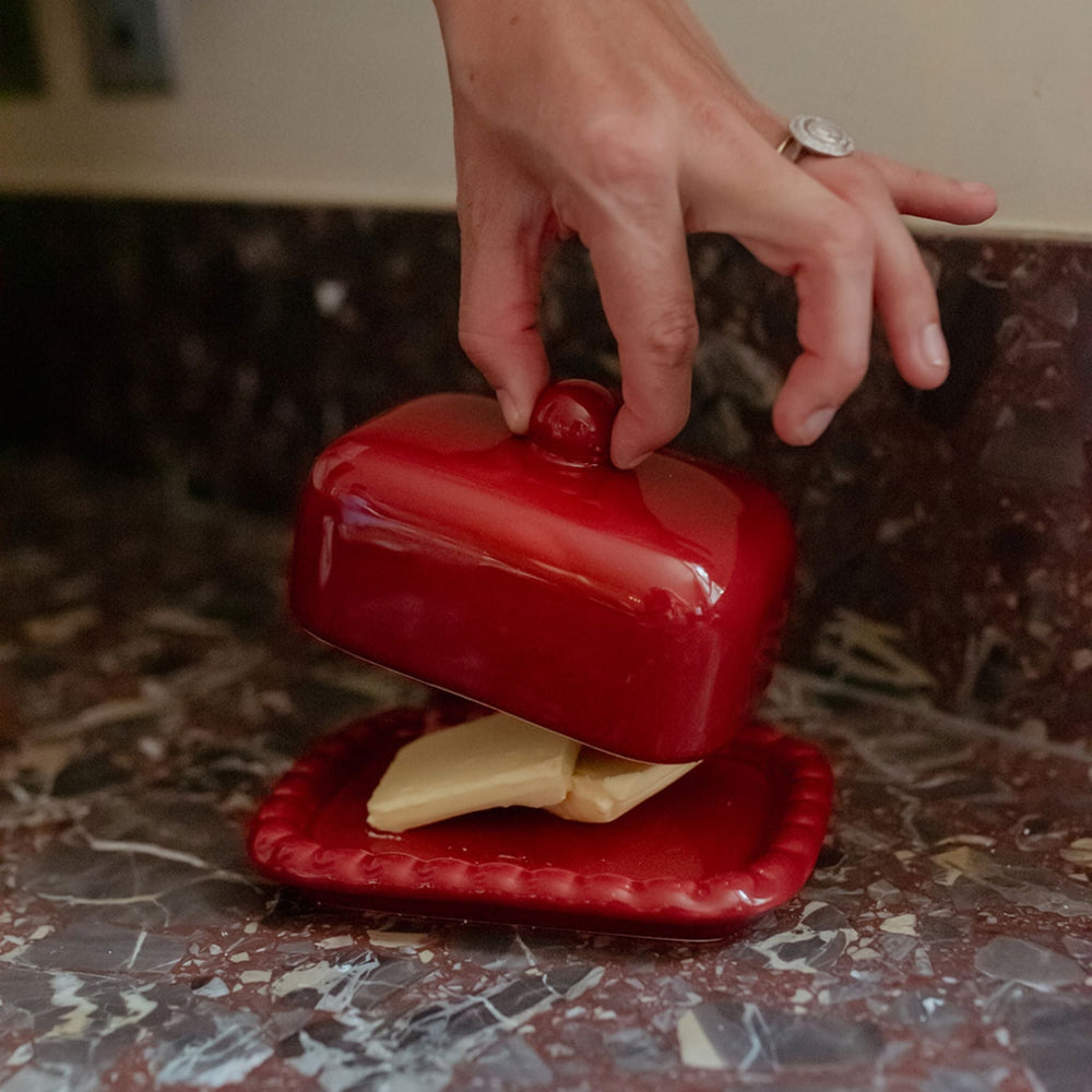 Olaf Butter Dish - Cherry Red