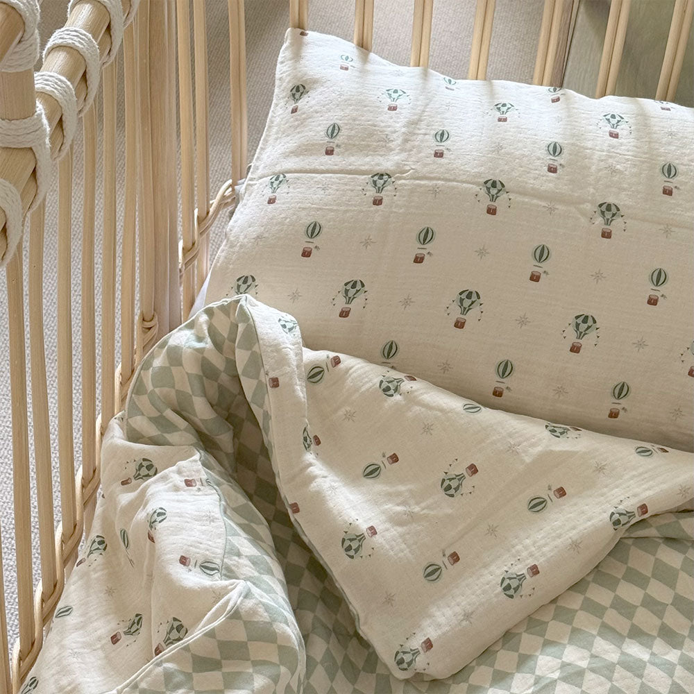 Organic Muslin Bedding  Set - Hot Air Balloons