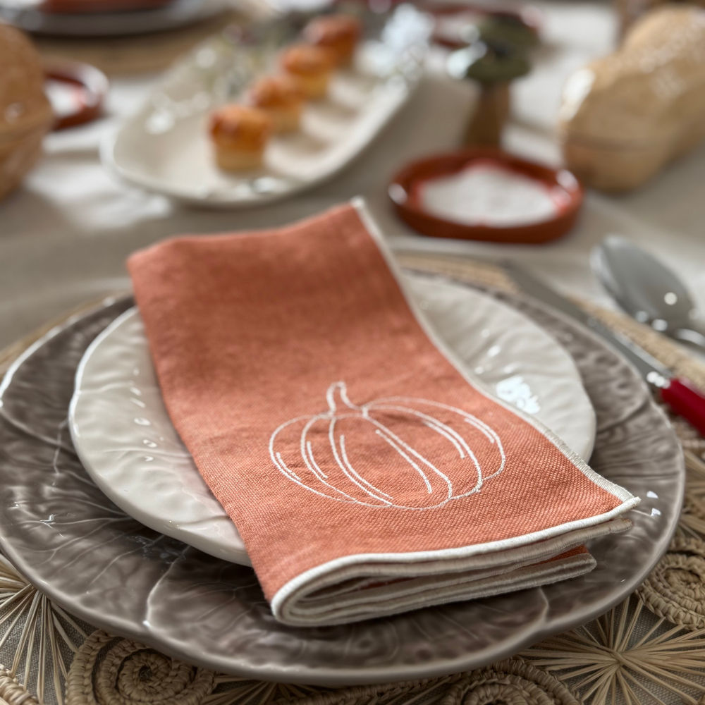 Set of 2 Linen Napkins - Pumpkin