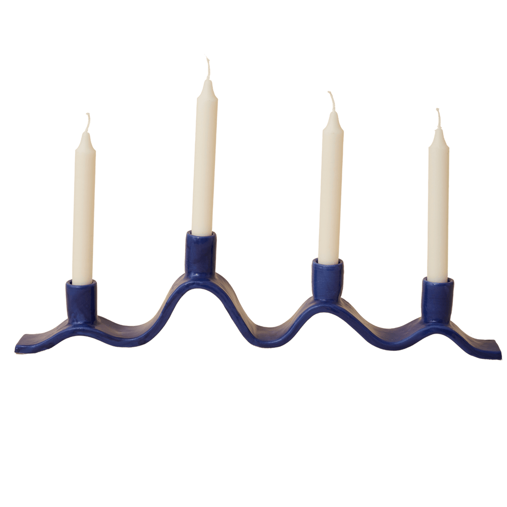 Large Wavy Candelabra - Blue