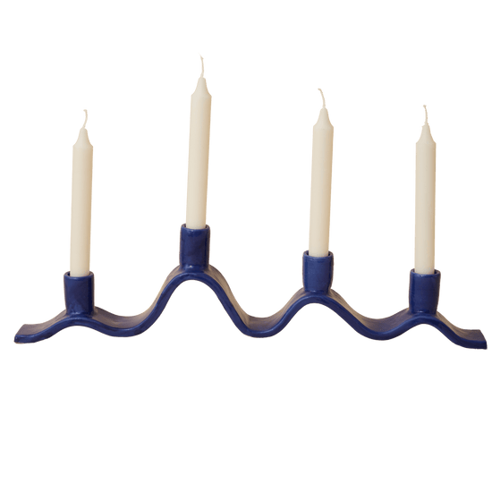 Large Wavy Candelabra - Blue