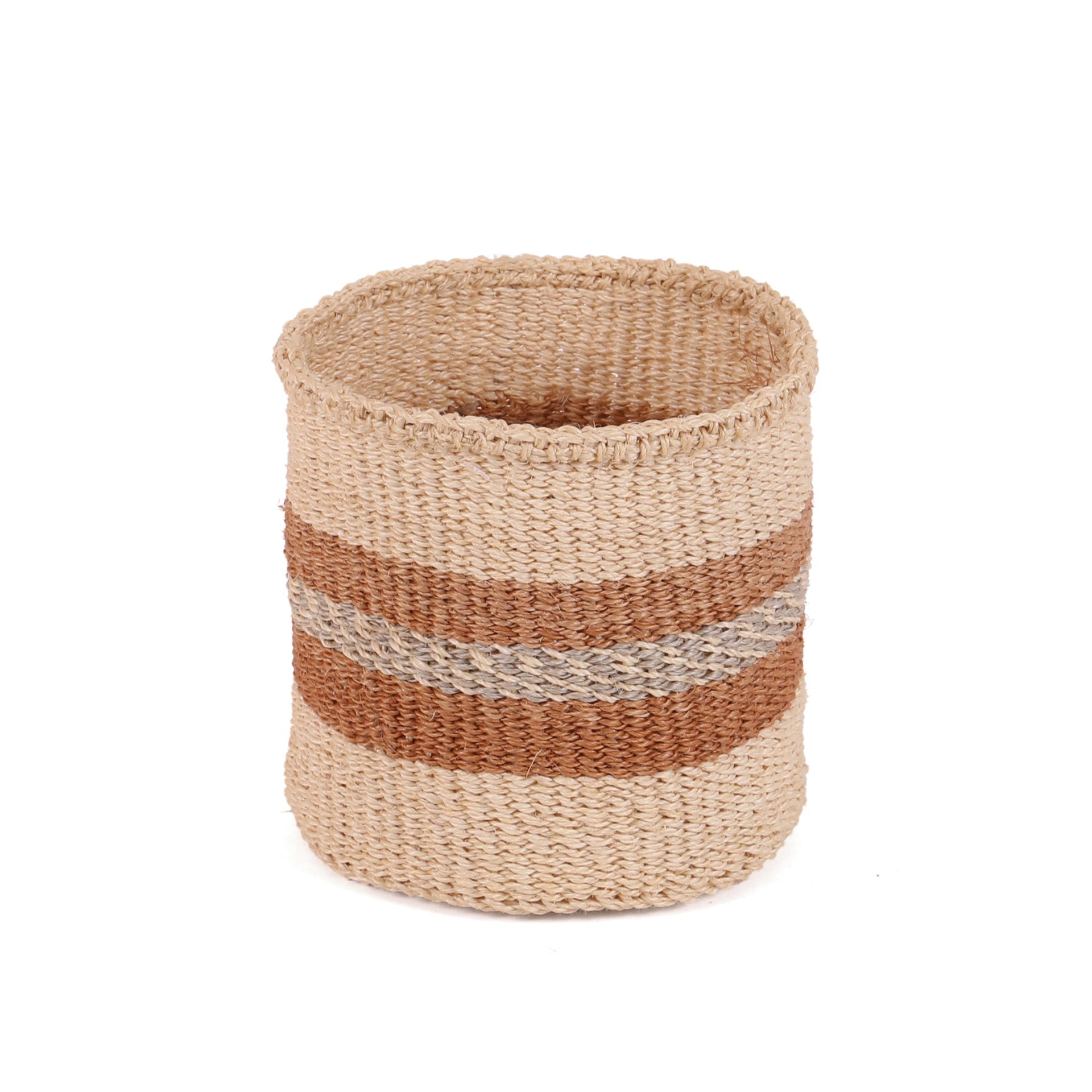 KORTI: Extra Small Brown and Grey Sisal Basket
