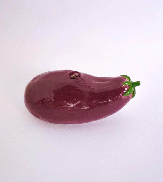 Ceramic Aubergine Candle Holder