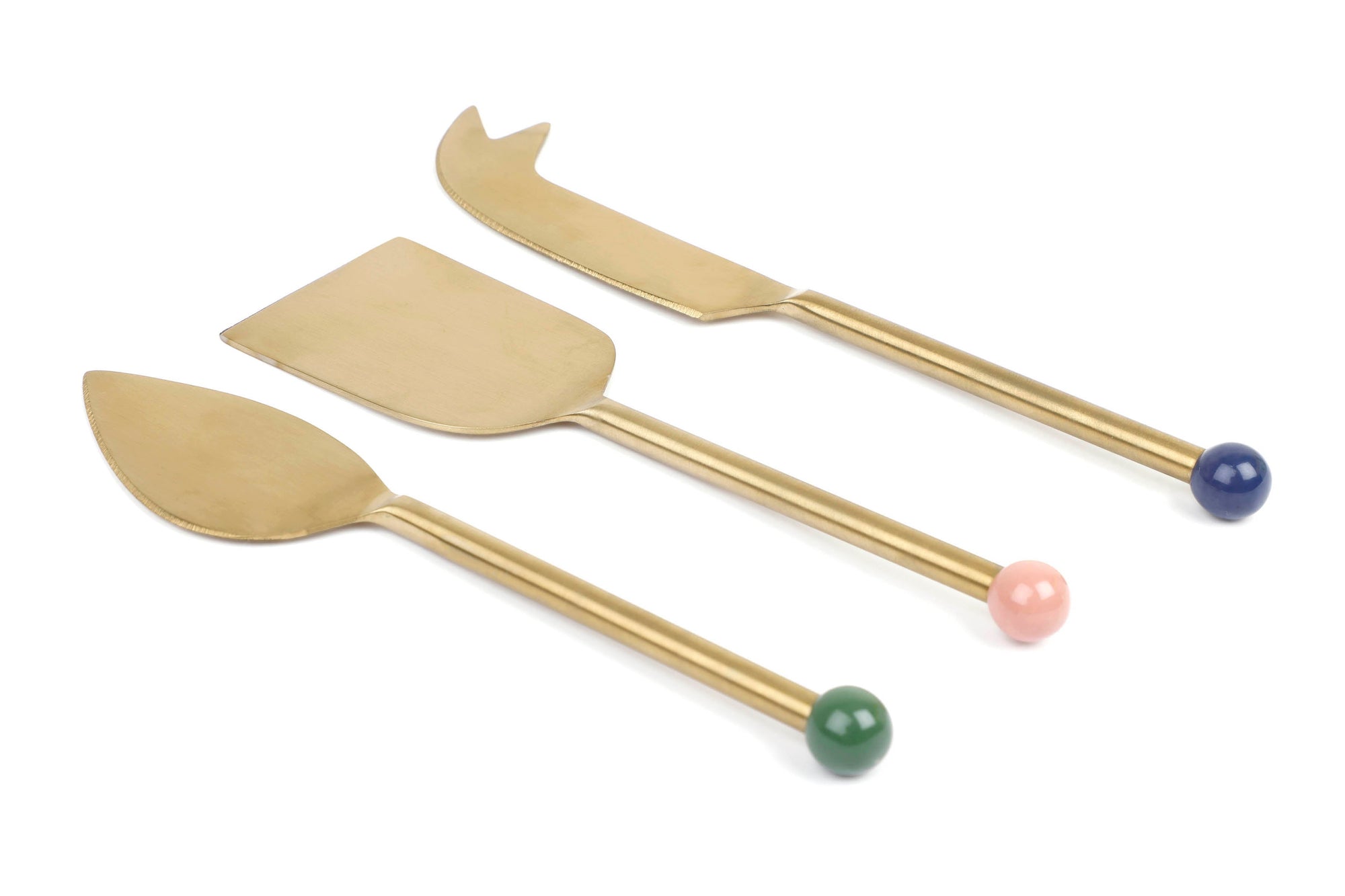 Brass Finish Cheese Knife Set , (Set of 3) - 6.5 x 2 Inches