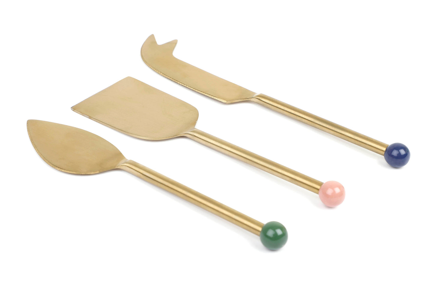 Brass Finish Cheese Knife Set , (Set of 3) - 6.5 x 2 Inches