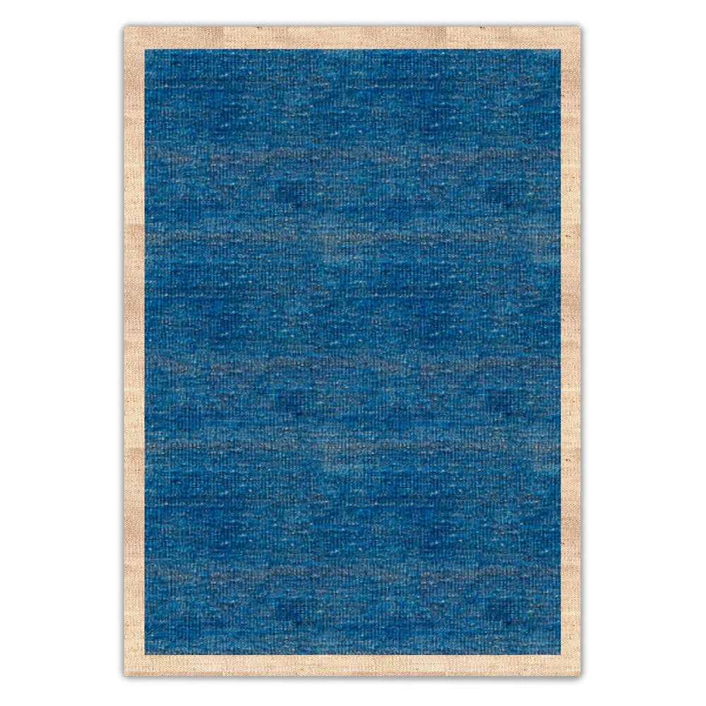 Sky Blue with Cream Border Flatweave Rug