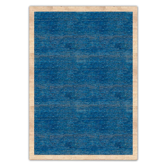 Sky Blue with Cream Border Flatweave Rug