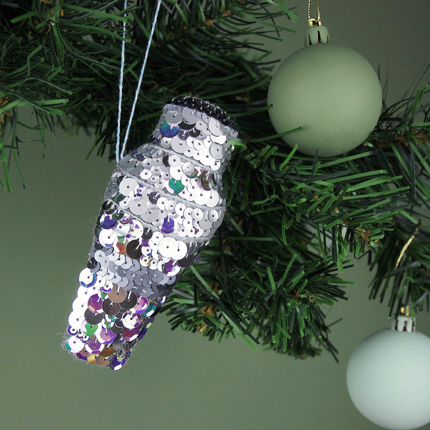 Classic Cocktail Shaker Sequin Hanging Ornament