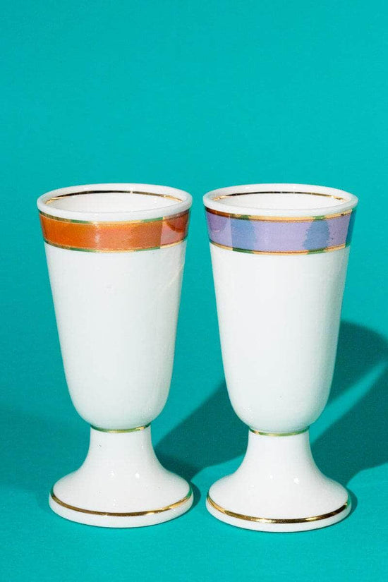 Vintage French Porcelain Coffee Cups Pair