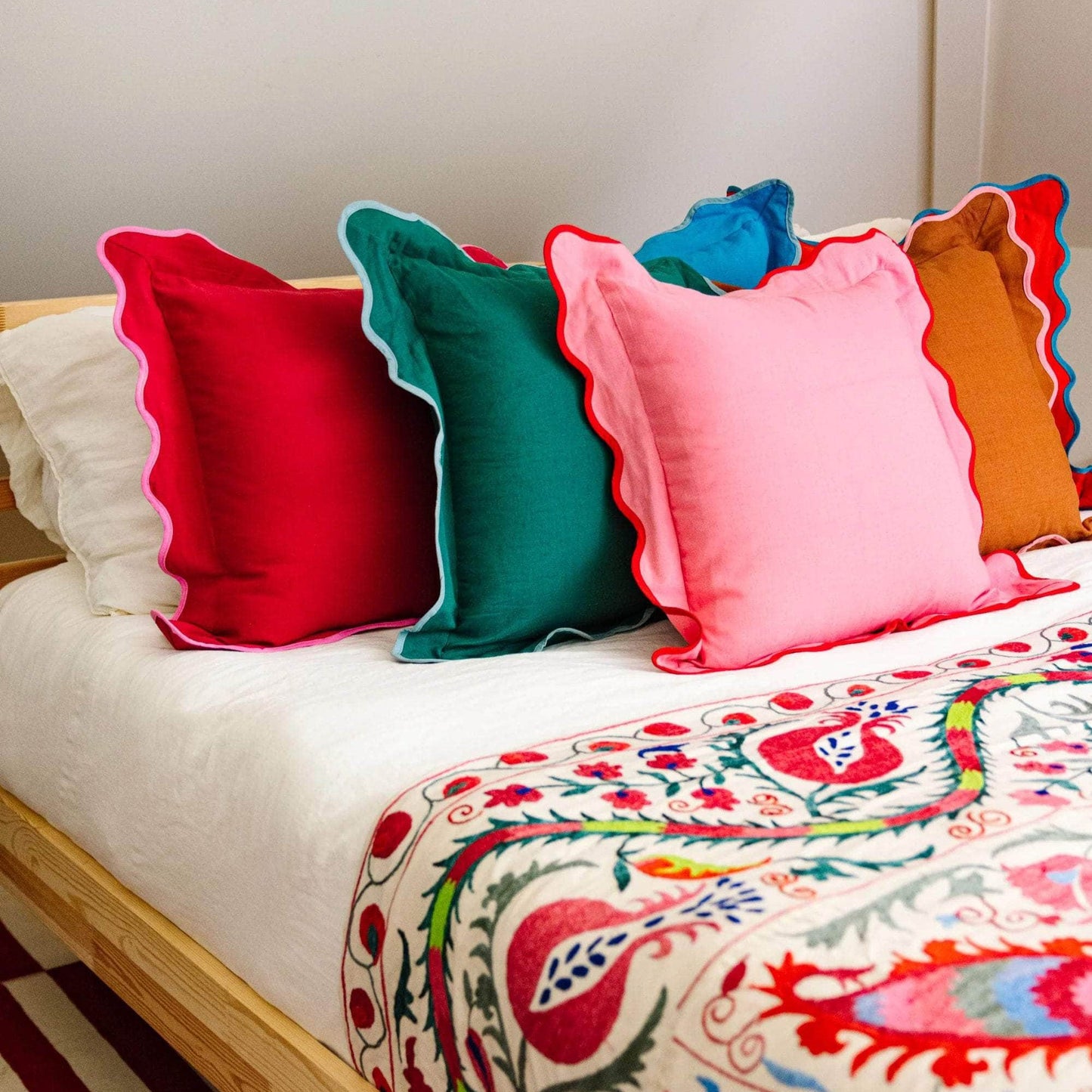 Darcy Linen Pillow - Green + Aqua