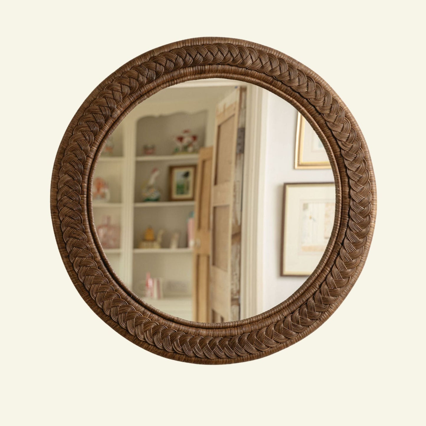 Serena Rattan Mirror, Round