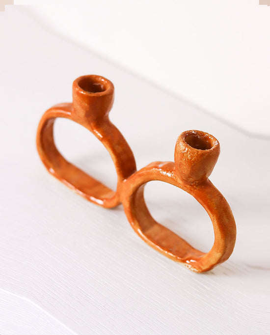 Handmade Ceramic Candle Holder Caramel