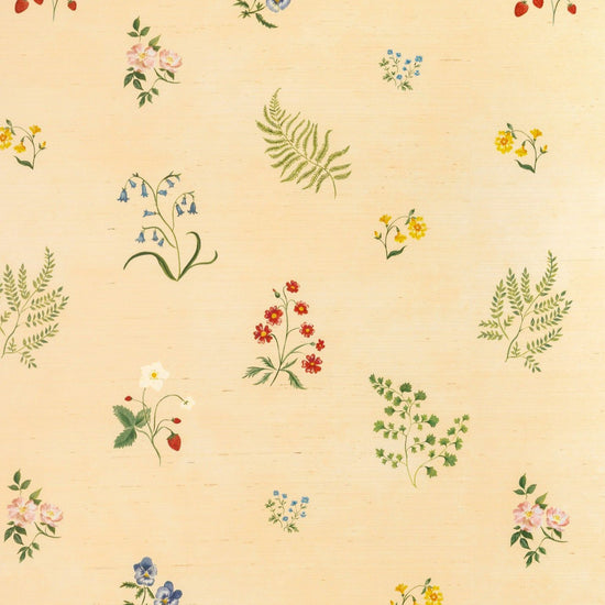 Herbarium Wildflower Grasscloth Wallpaper - Blush