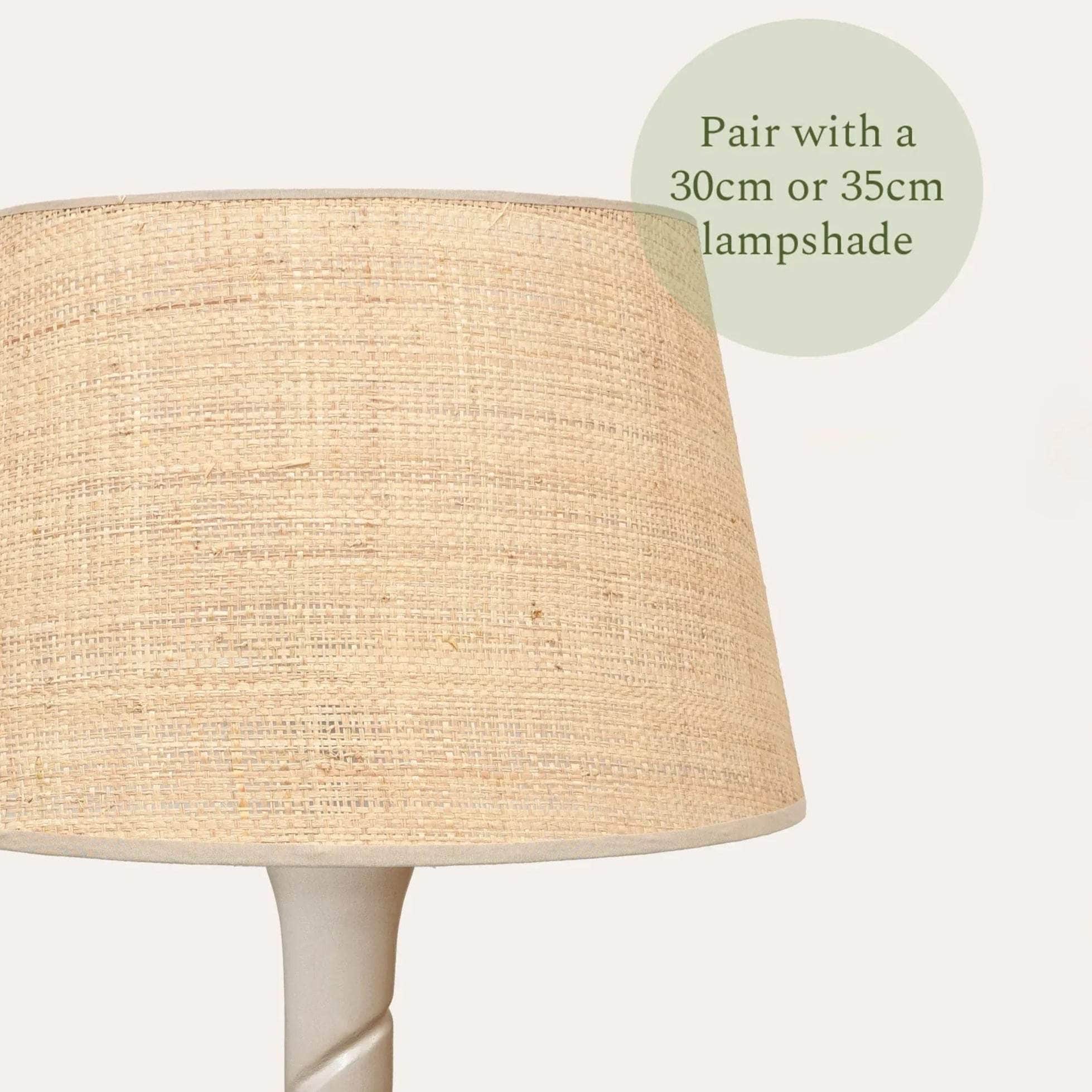 Small Twisted Wooden Table Lamp - Taupe