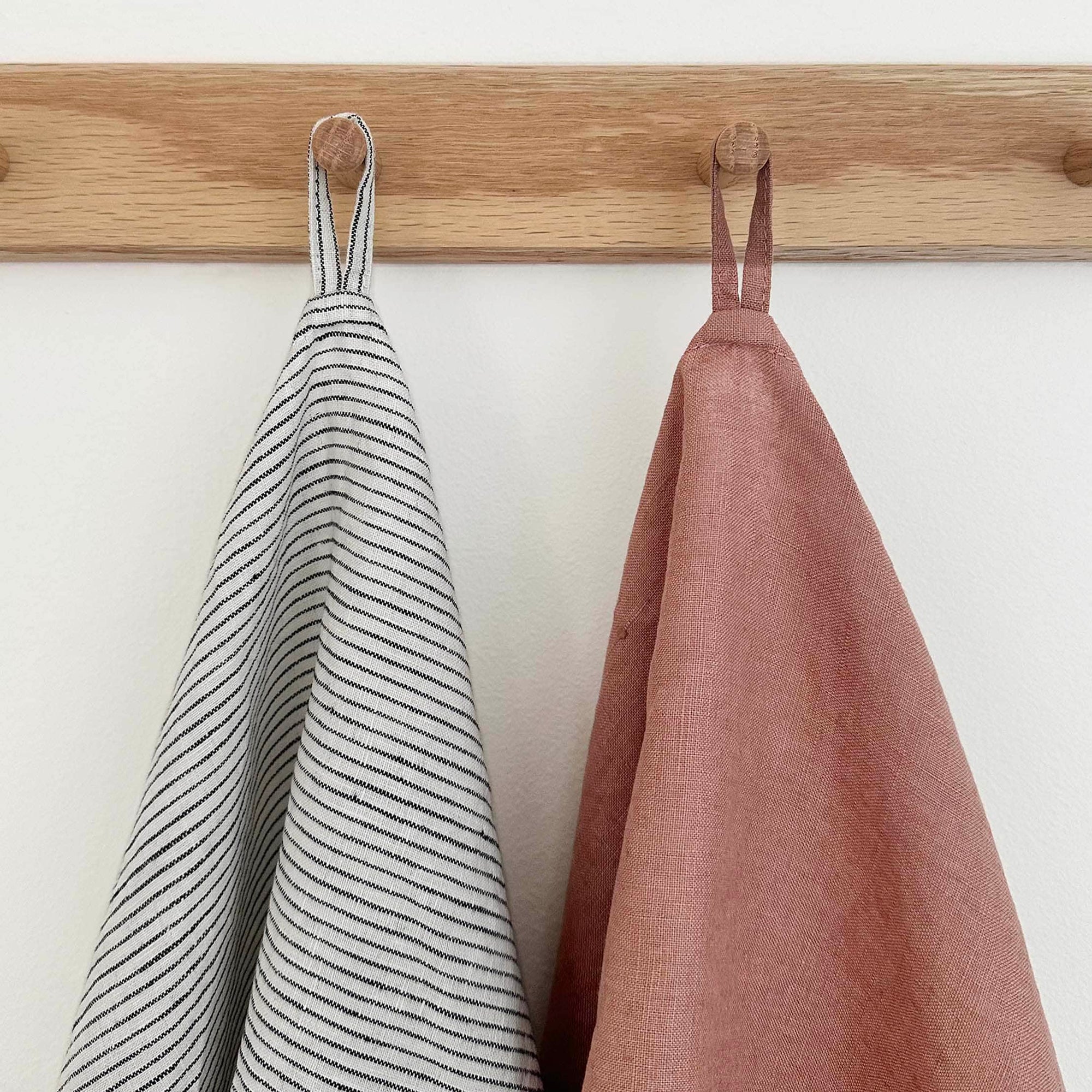 100% Linen Tea Towels OEKO-TEX® Certified – Faded Blush + Stripe