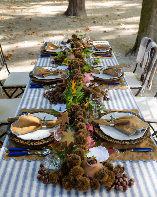 Atlantic Dark Blue Printed Tablecloth in 100% Cotton