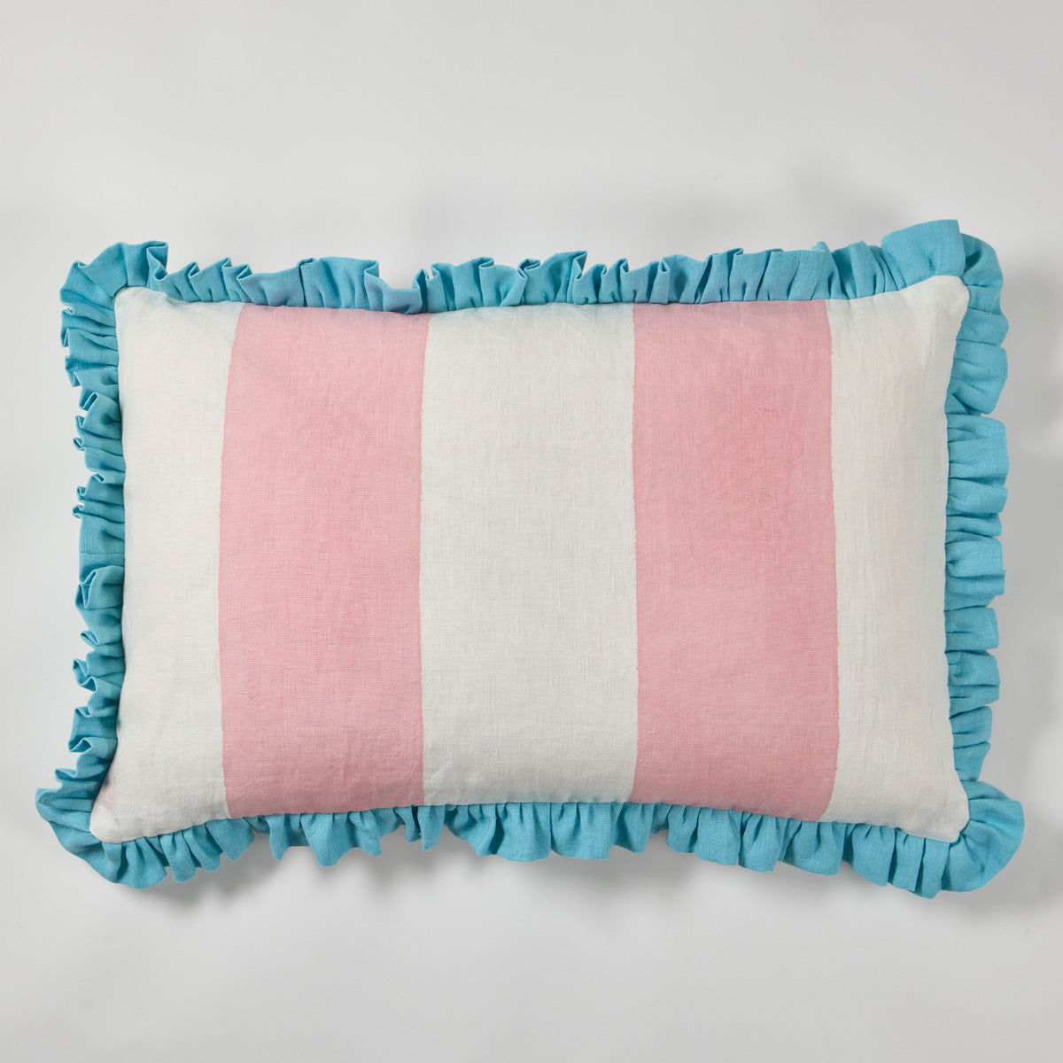Cushion Frill Wide Stripe Pink