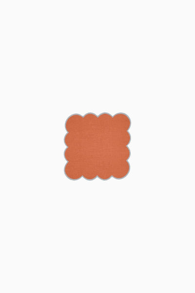 Zero-Waste Scalloped Linen Cocktail Napkins Tangerine - Set of 4