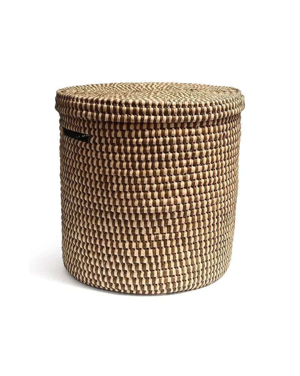 DHIDI: Mocha Checked Laundry Basket