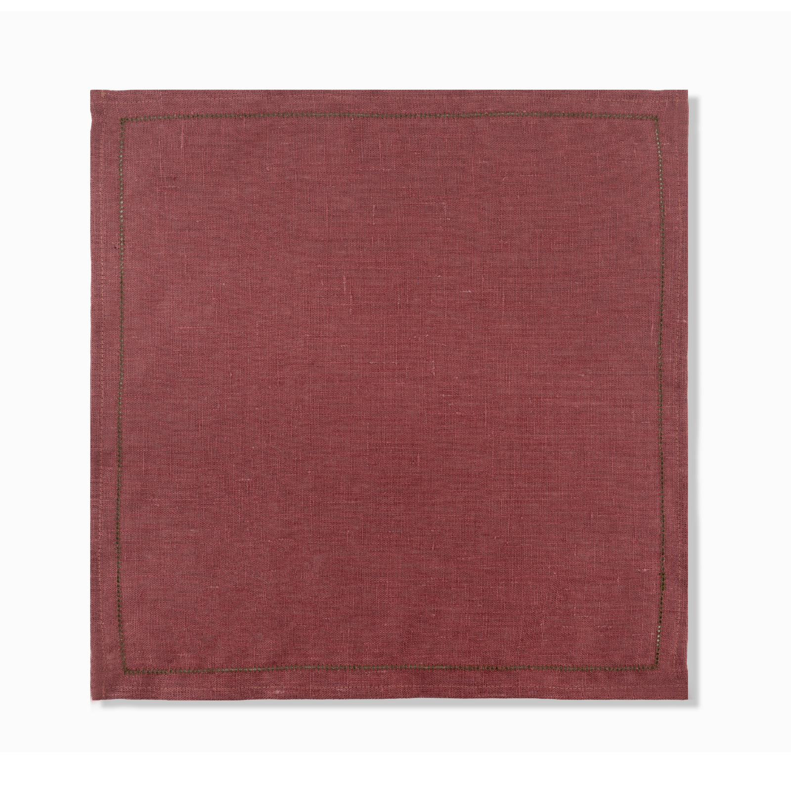 Set of Marsala Napkins with Fern Green Hemstitch