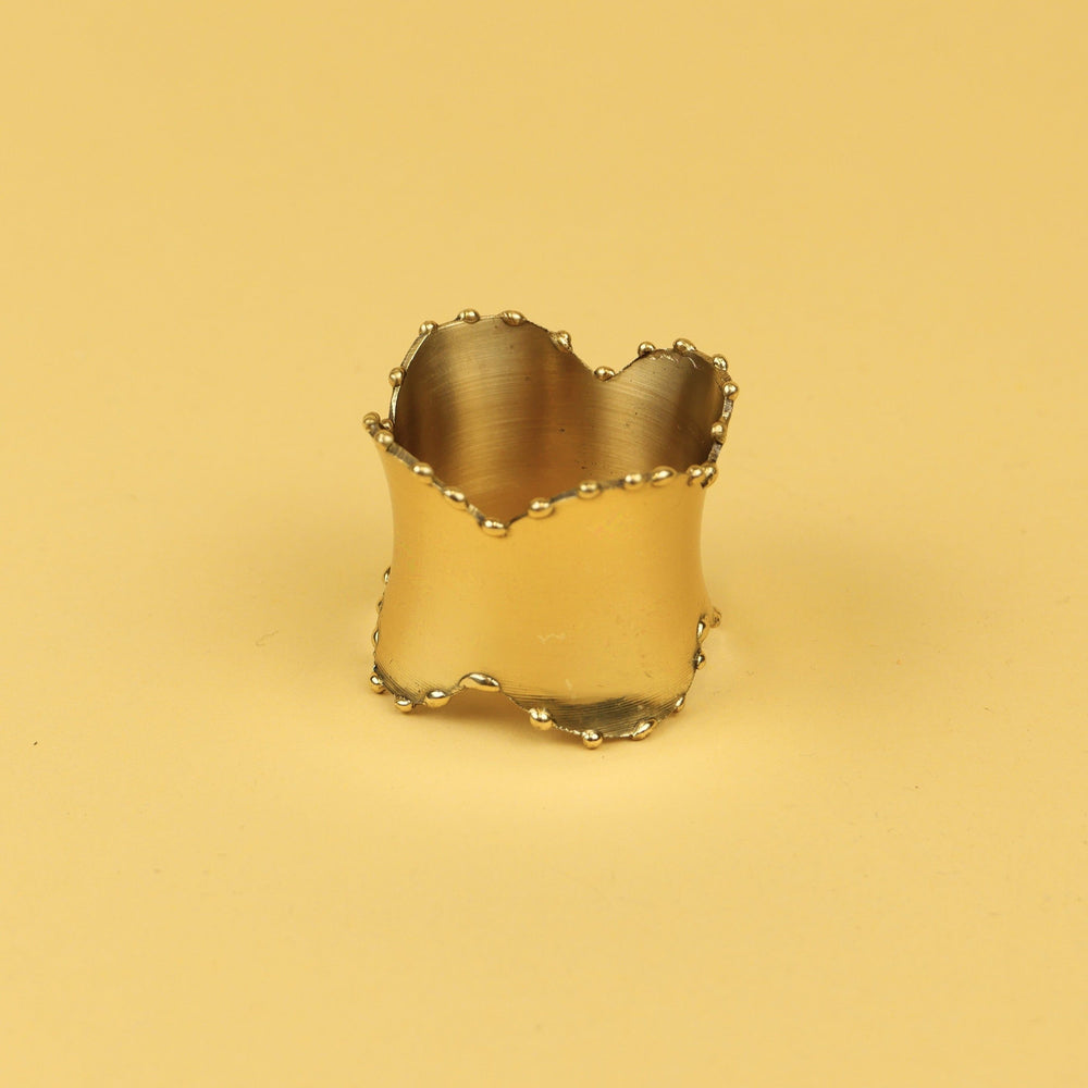Brass Napkin Ring Scalloped Set of 4