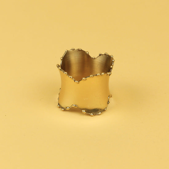 Brass Napkin Ring Scalloped Set of 4