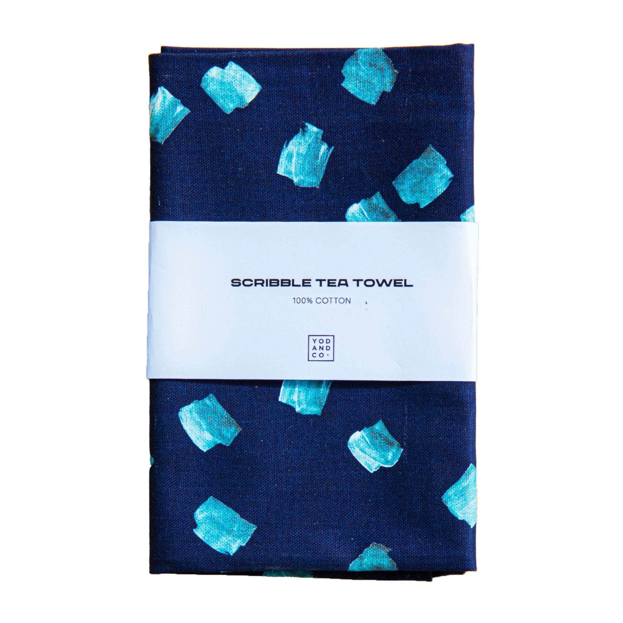 Scribble Tea Towel - Navy