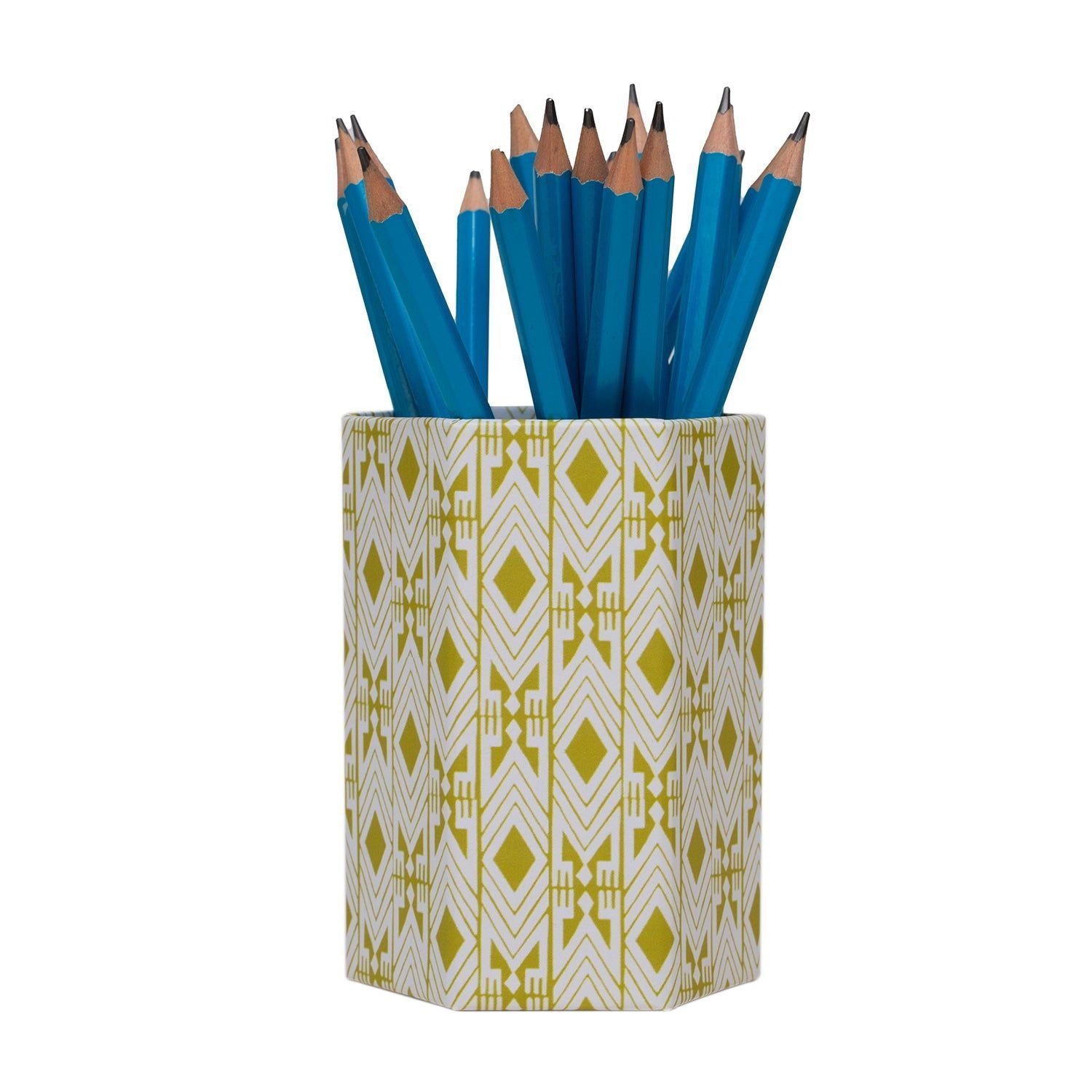 Tijan Maize Yellow Hexagonal Brush Pot