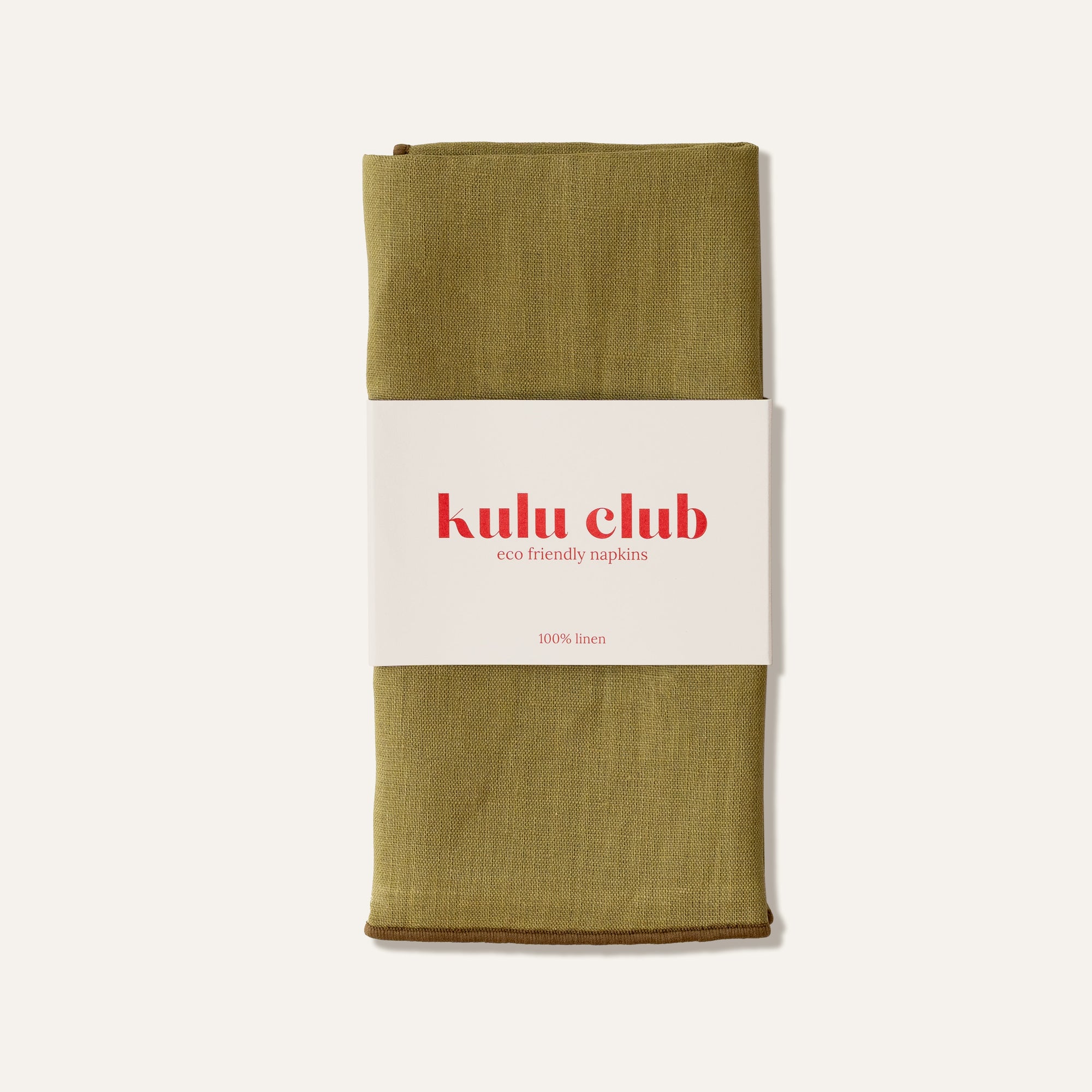 Set of 100% Linen Napkins in Olive Green