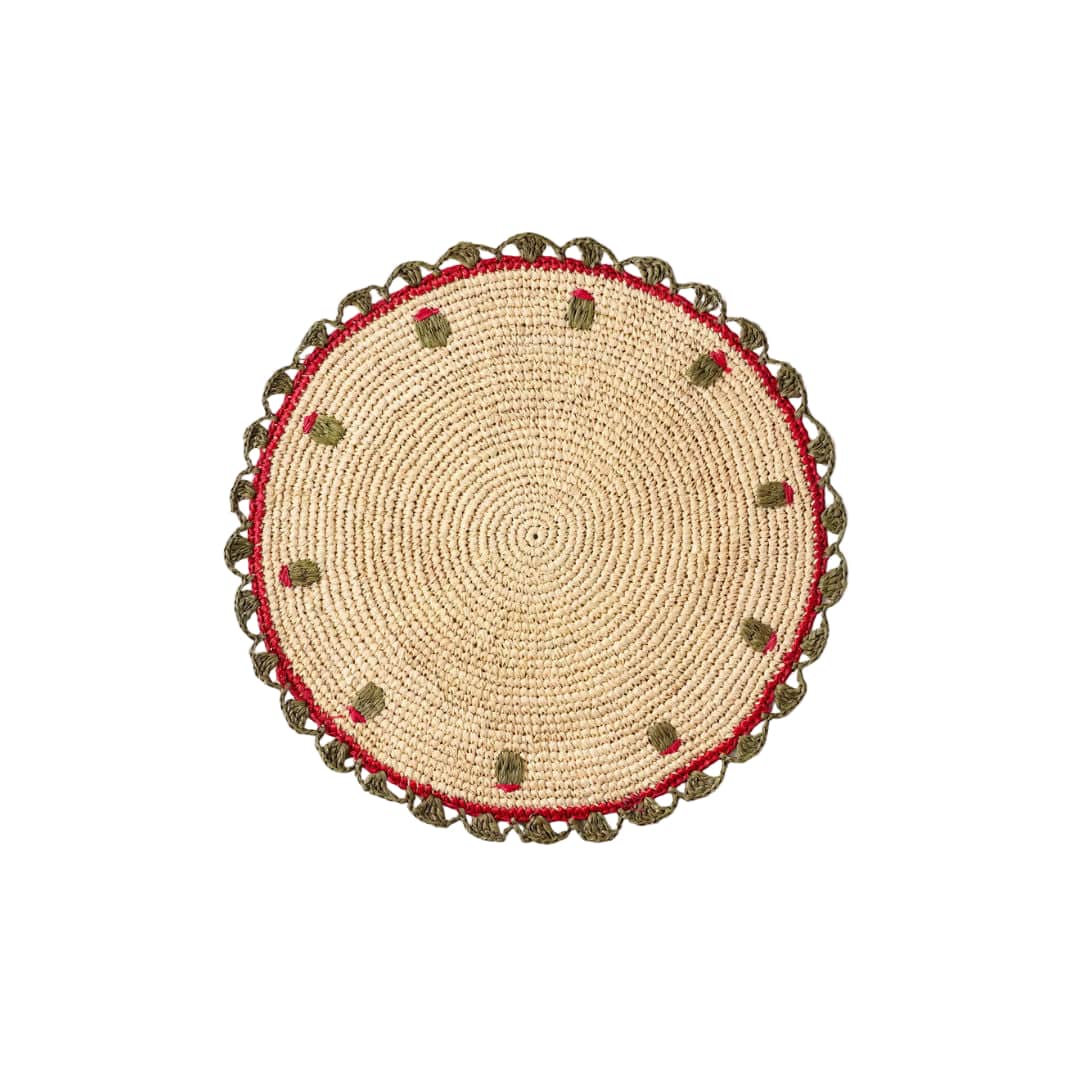 Handwoven Olive Embroidered Placemat