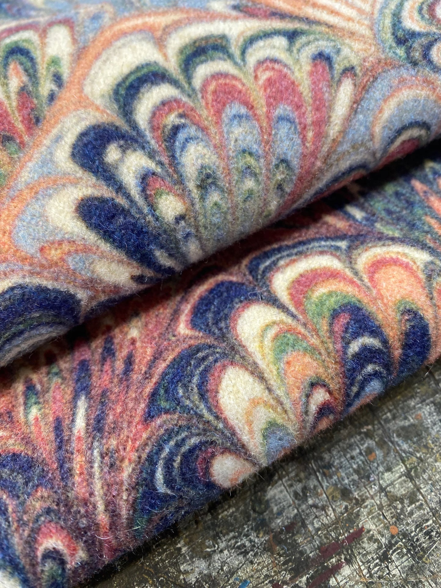 Marbled Fabric - 'Serpentine' Col: Summer - Wool Mix