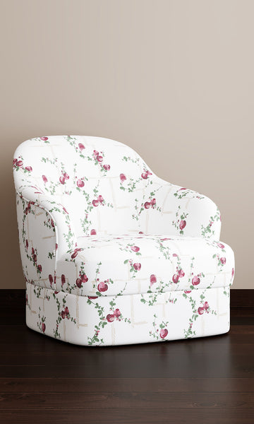 Coco, Fuchsia on White Linen Fabric