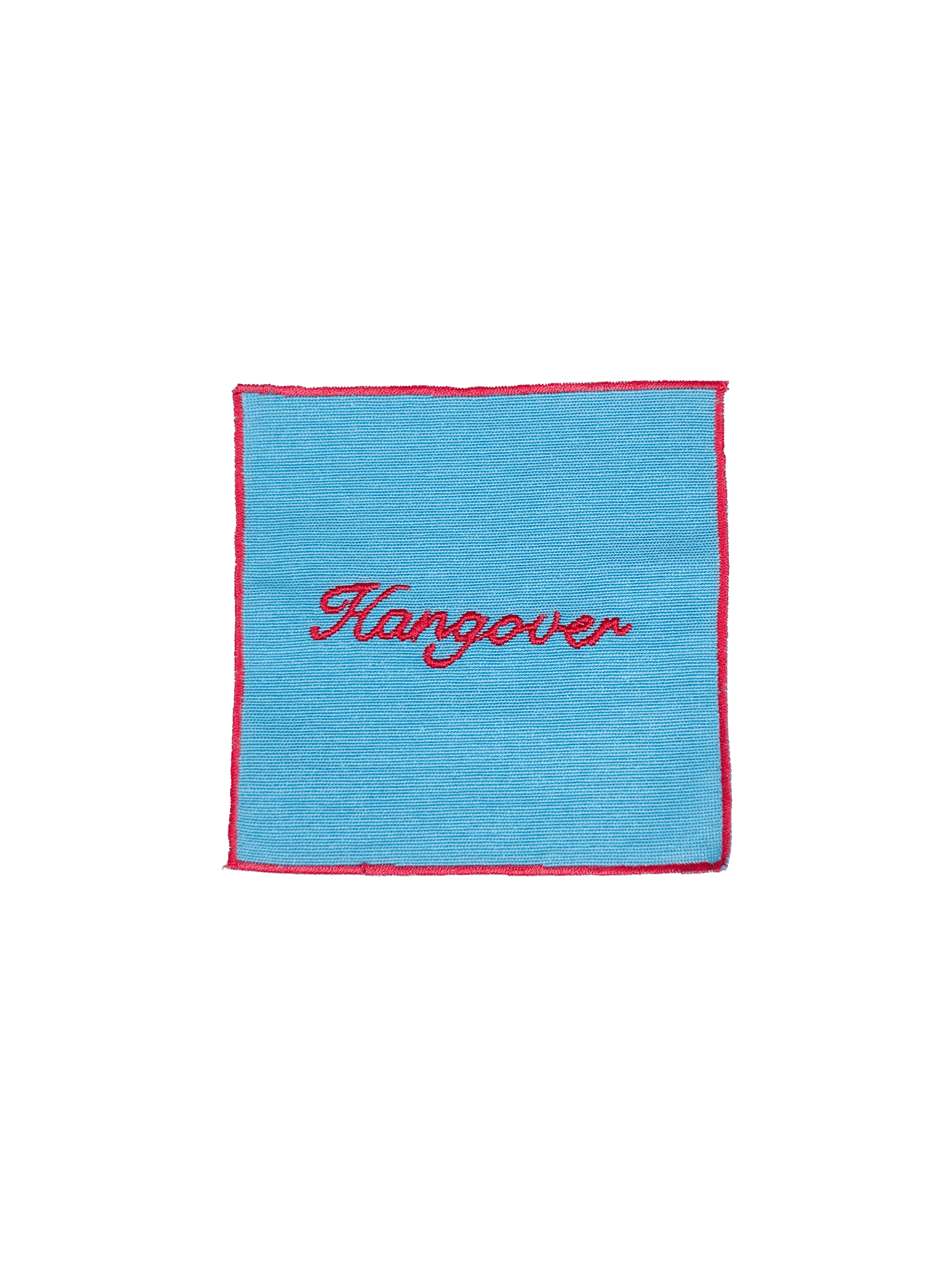 Set of 4 Cocktail Napkins - Light Blue and Red