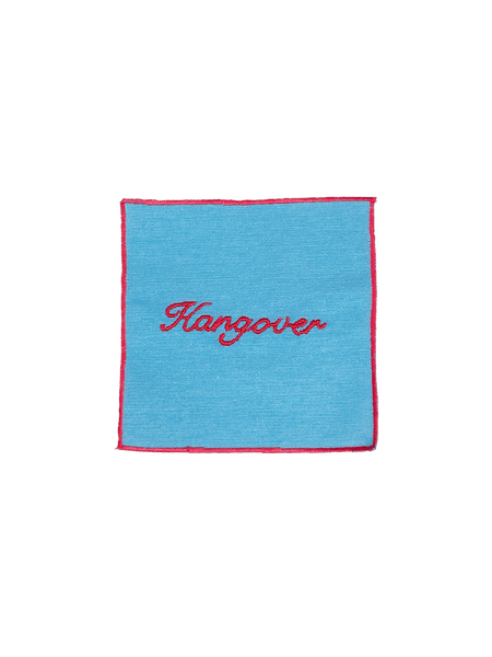 Set of 4 Cocktail Napkins - Light Blue and Red