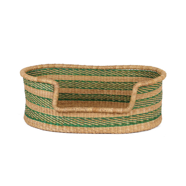 ABIREKYIE: Green and Natural Dog Basket - Small