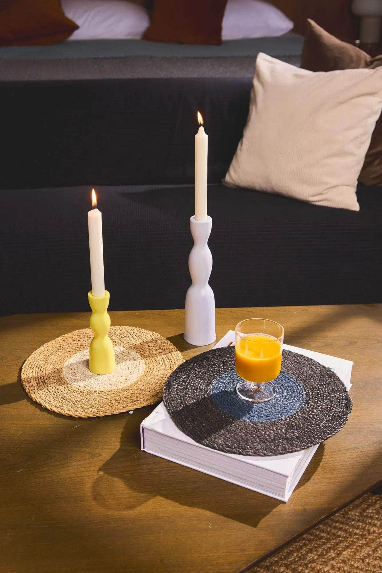 Seagrass Placemats Set of 2 - Black / Blue