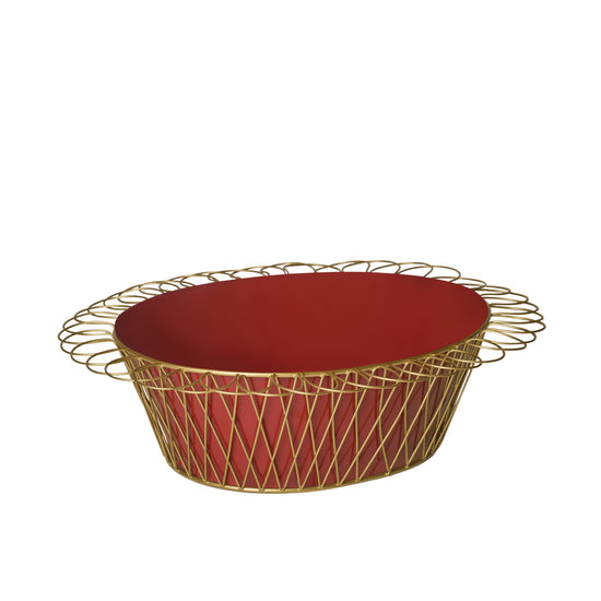 Wire Basket Planter | Cherry Red & Gold